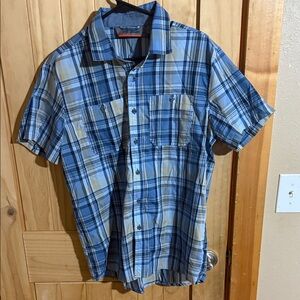 Free Country Blue and Cream Plaid Men's Shirt